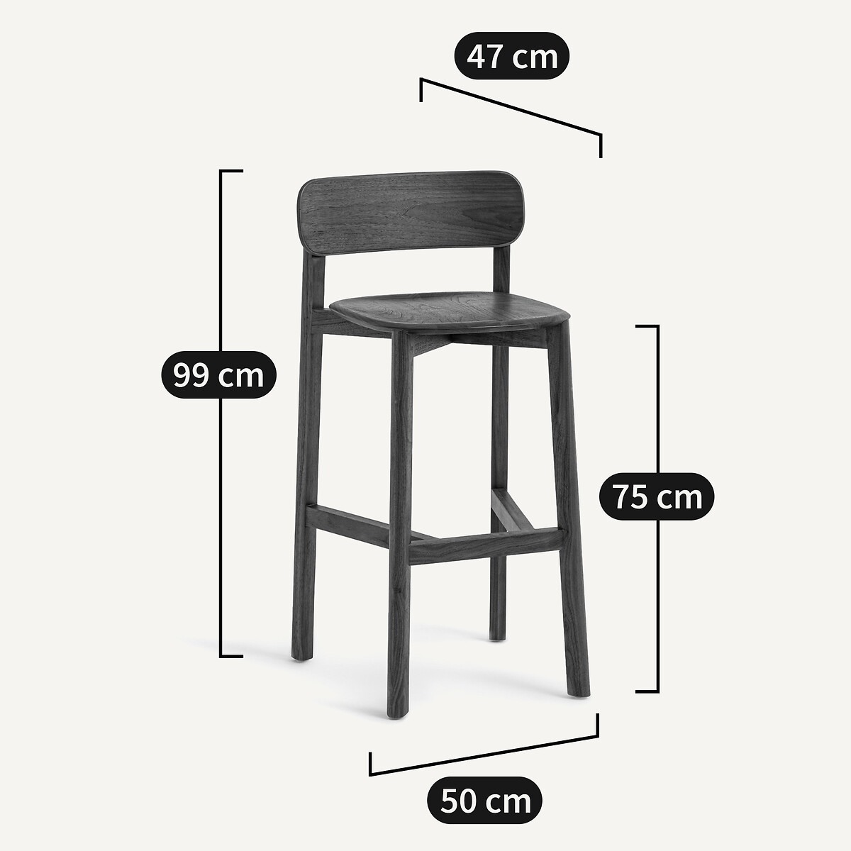 Silla de bar de nogal BATIGNOLLES, diseño de Emmanuel Gallina nogal, EMMANUEL GALLINA X AM.PM