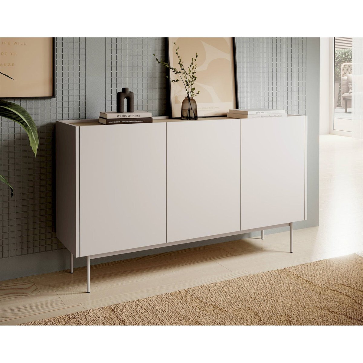 Buffet 3 portes collection COLOR brique et chêne linea, RECOLLECTION