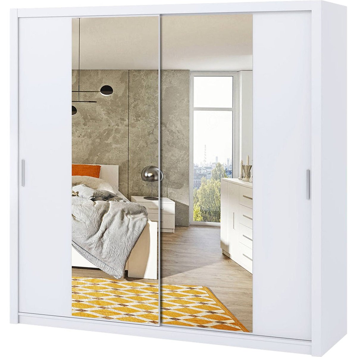 Armoire avec miroir et rangement RINKER chêne, RECOLLECTION
