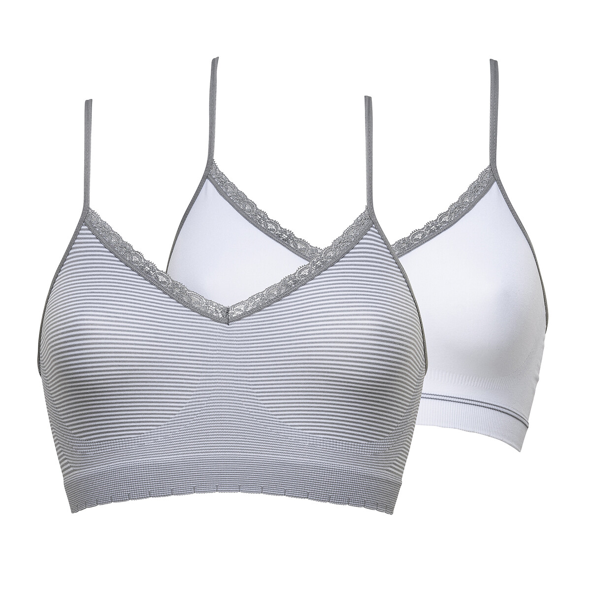 Lot de 2 brassières ZEN ATTITUDE blanc/gris, BILLET DOUX