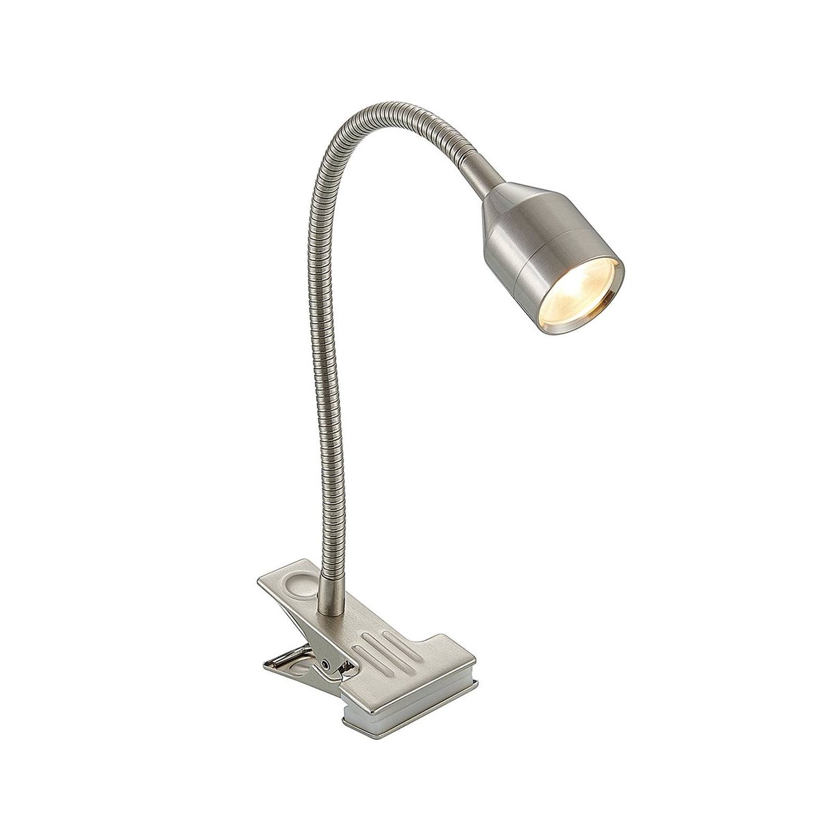 Lampe à pince en métal moderneLED, Djamila nickel satiné, LINDBY