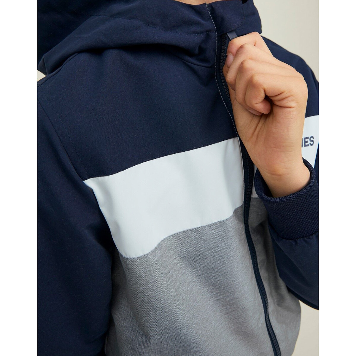 Blouson à capuche 10-16 ans bleu marine + gris, JACK & JONES JUNIOR