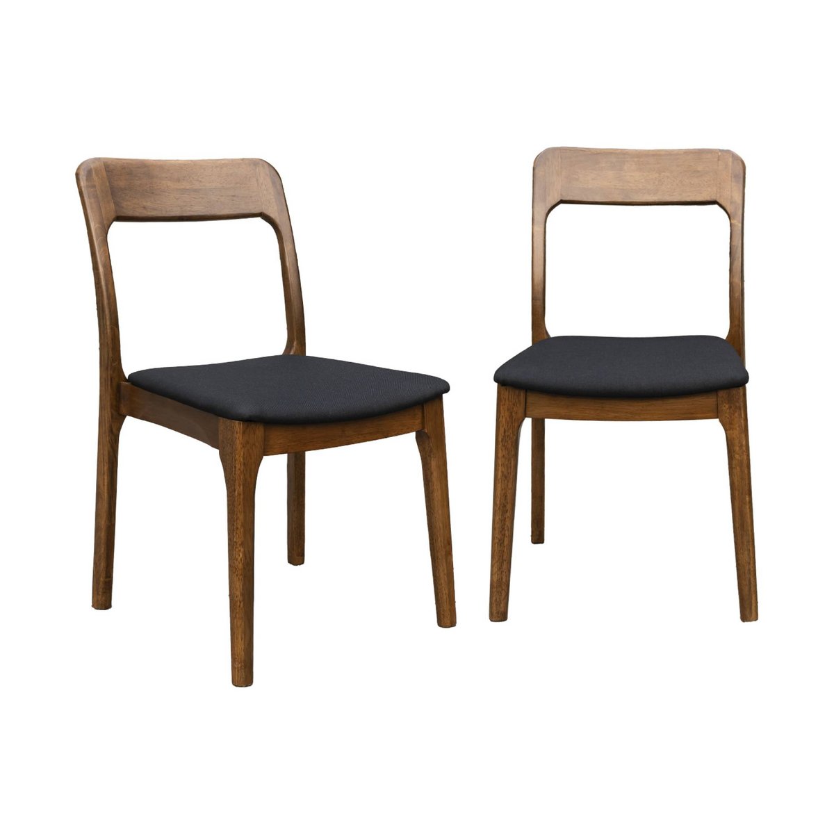 Chaise vintage bois d'hévéa et tissu (lot de 2) ELENA noyer, SWEEEK