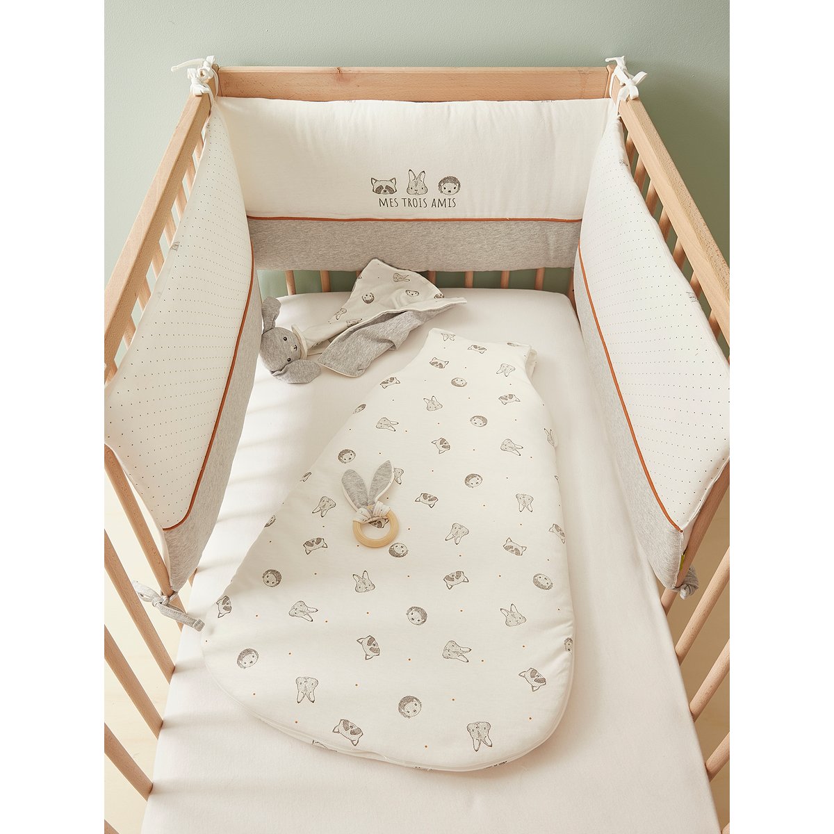 Gigoteuse sans manches en coton bio* MINI COMPAGNIE écru / gris, VERTBAUDET