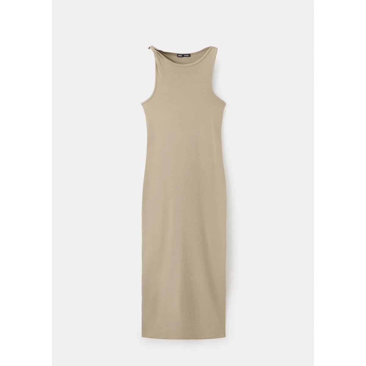 Robe en coton à bretelles drapées kaki, MANGO