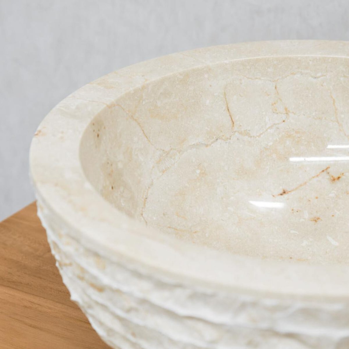 Vasque en pierre ronde à poser 35cm VÉSUVE crème, WANDA COLLECTION