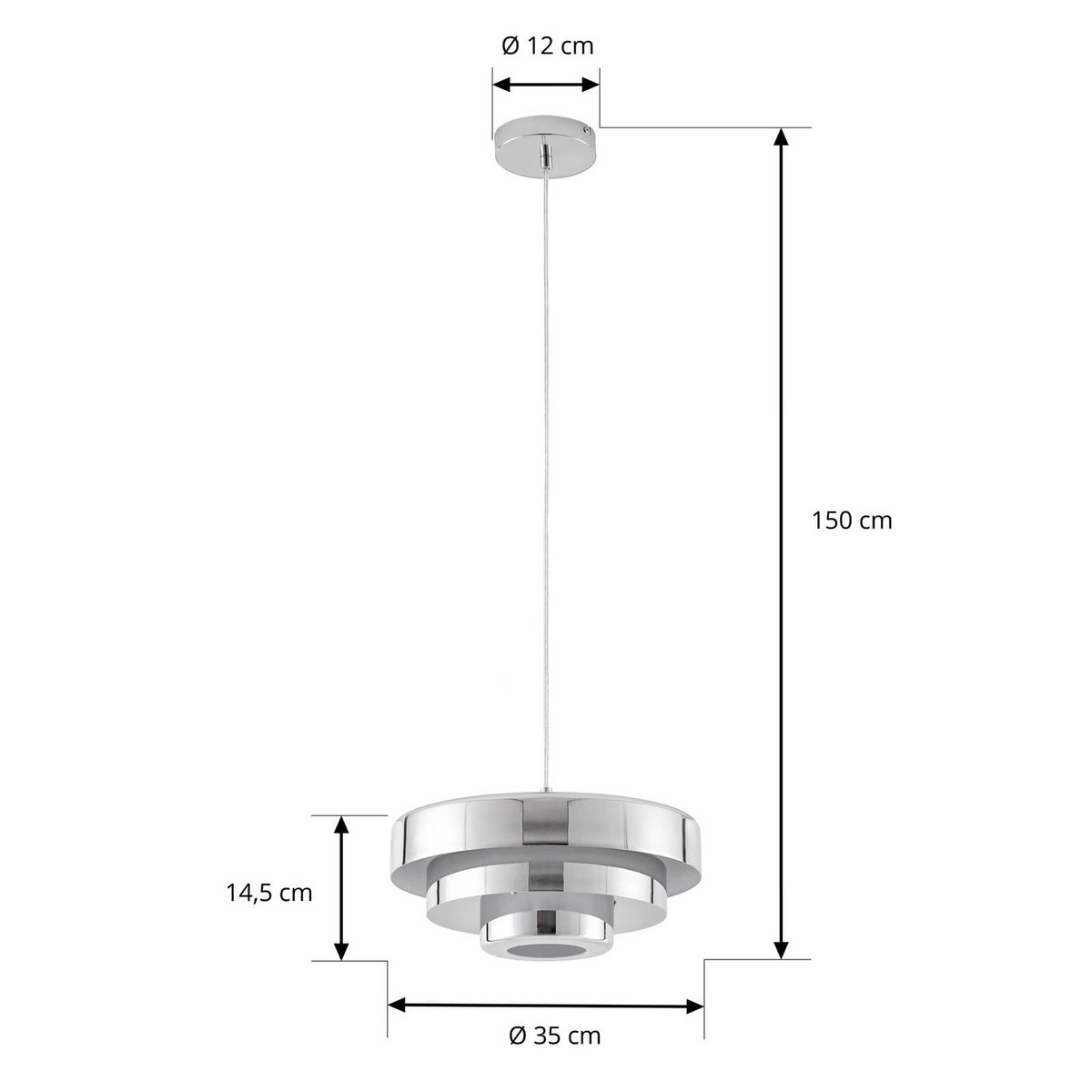 Suspension en métal design, Tivra chromé, LINDBY