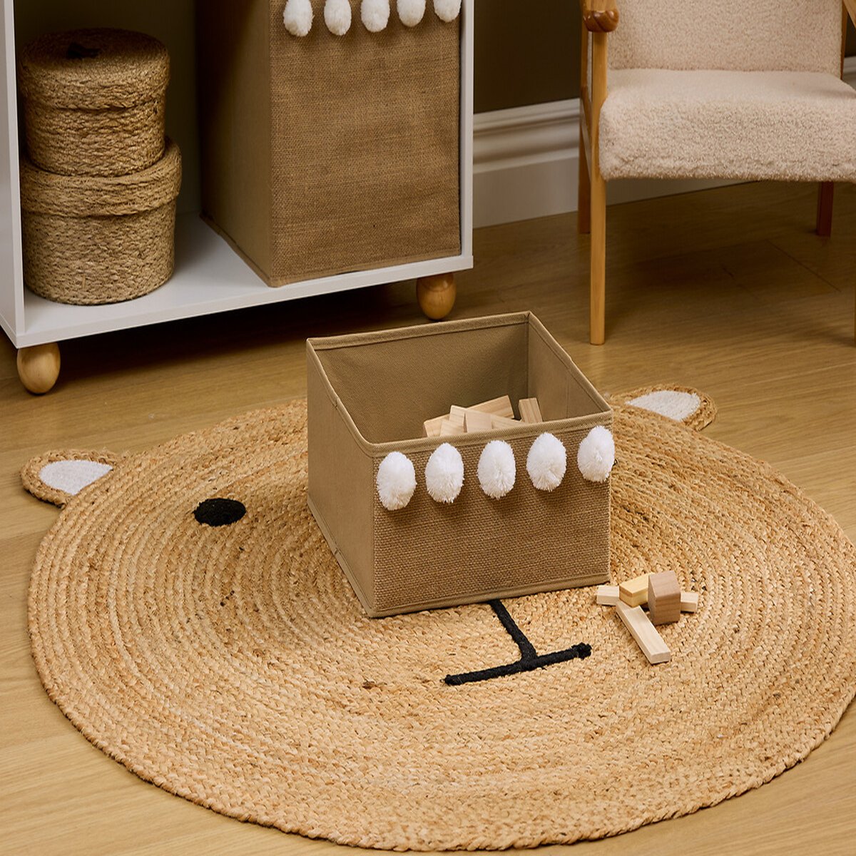 Boîte de rangement pliable pour enfant YUKI beige, ATMOSPHERA FOR KIDS