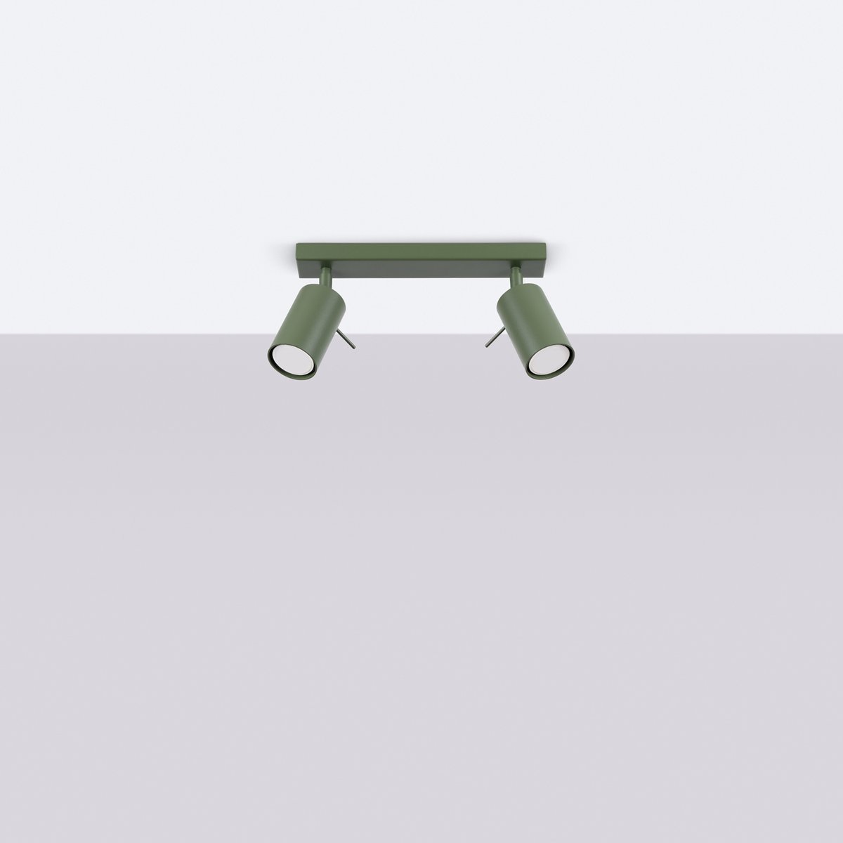 Plafonnier Acier Vert Olive GU10 2 Ring vert, EDEN