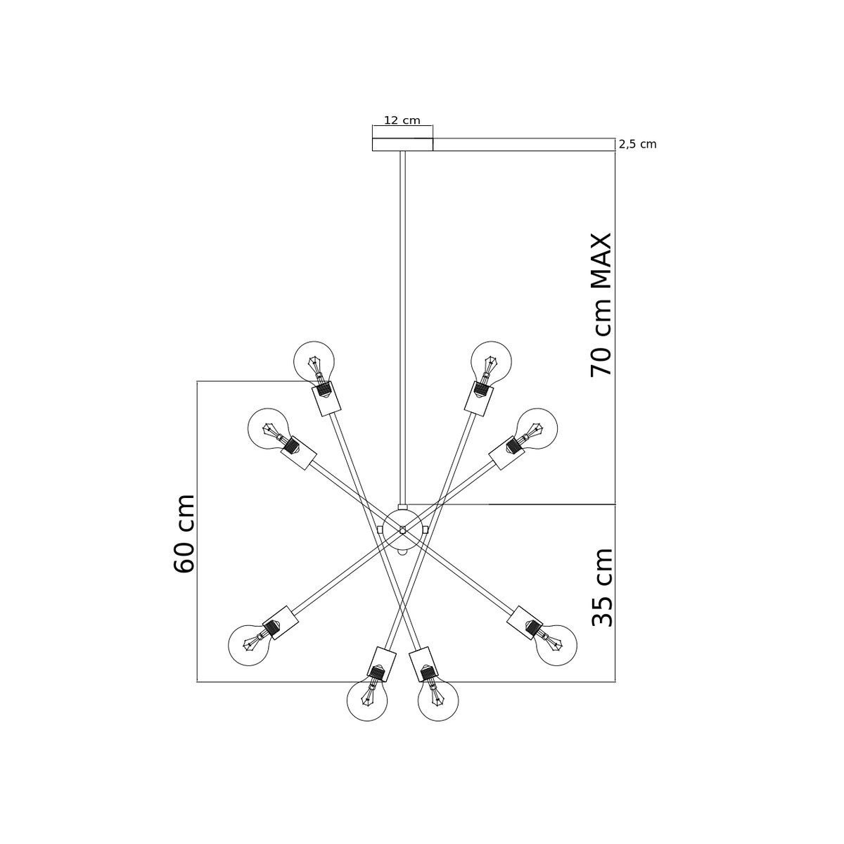 Suspension dorée à 8 lumières - SAGITTA laiton, KOSILUM