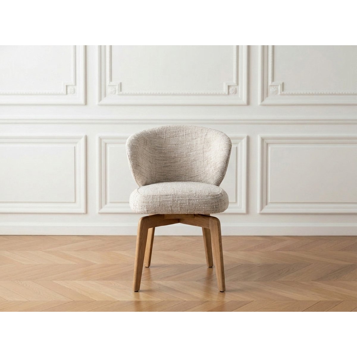 Lot de 2 chaises tissu texturé, ANNE marron clair, BOBOCHIC