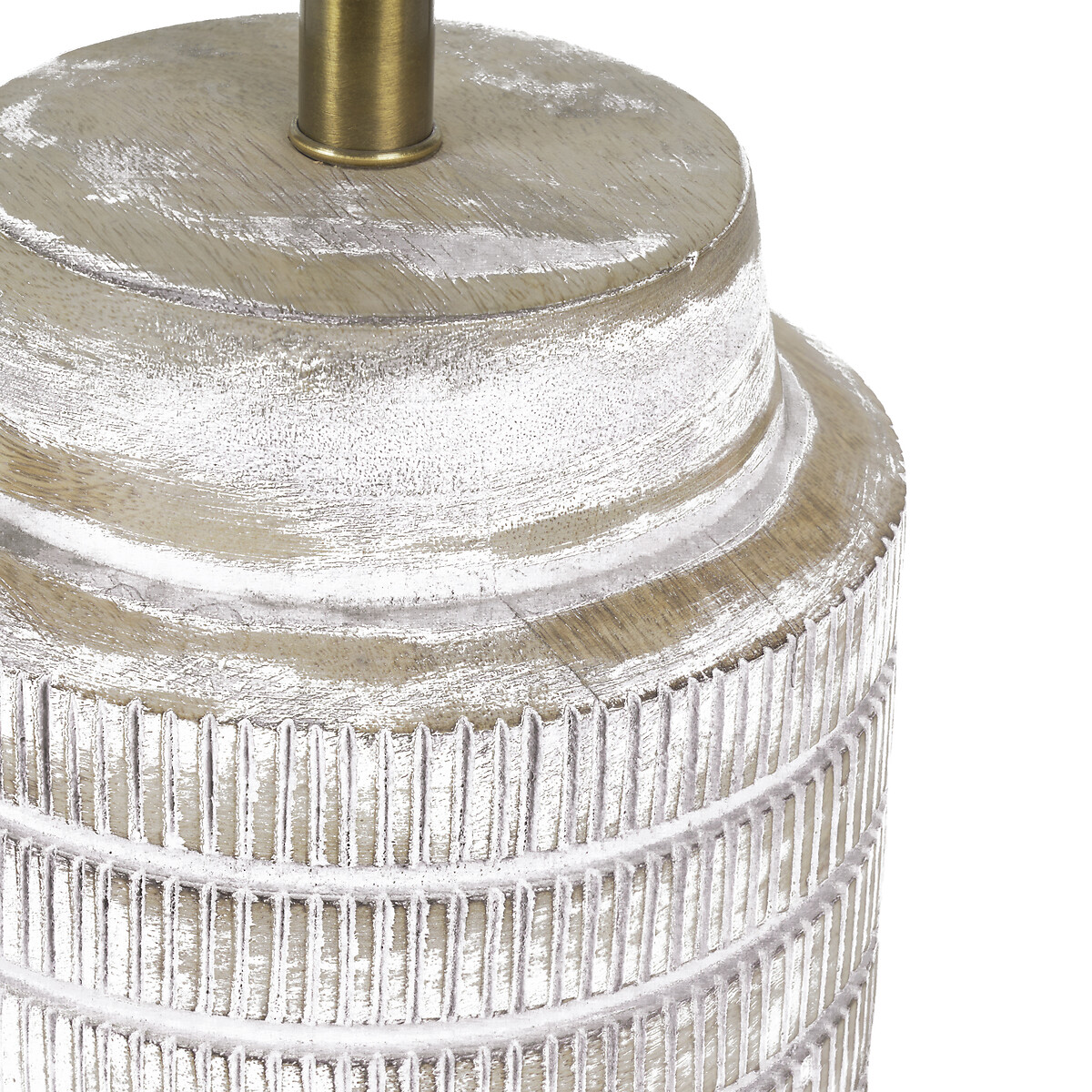 Pai Textured Wood Table Lamp in White Wash white, SO'HOME