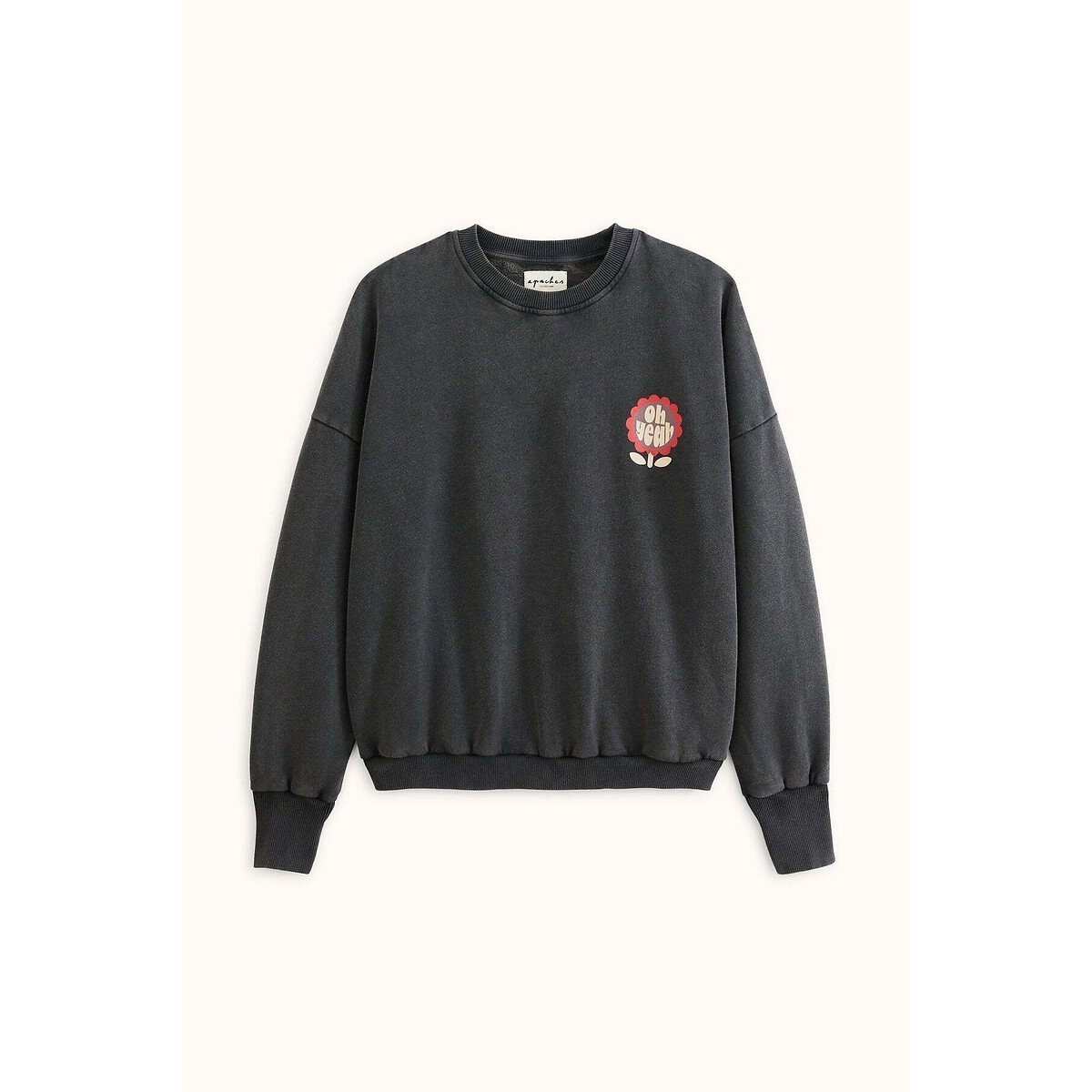 Sweat larga de gola redonda, RIYA cinzento escuro, APACHES COLLECTIONS
