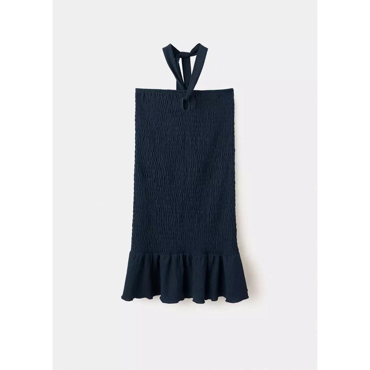 Robe courte froncée bas volant bleu marine, MANGO TEEN