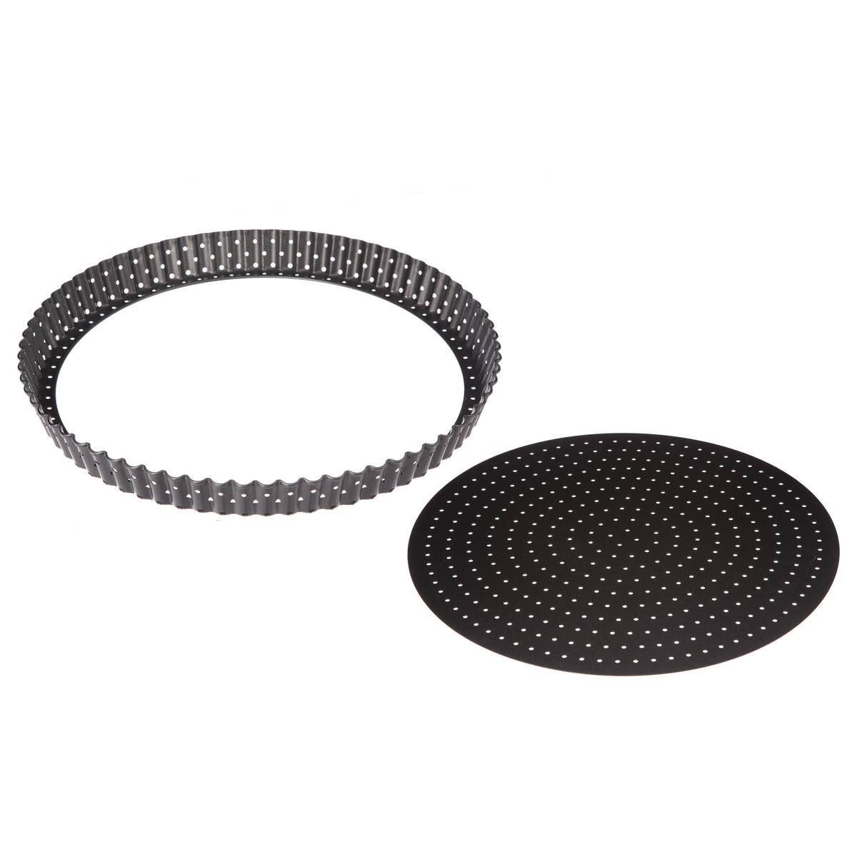 Moule rond perforé 28cm FONDS AMOVIBLES gris foncé, 5FIVE SIMPLY SMART