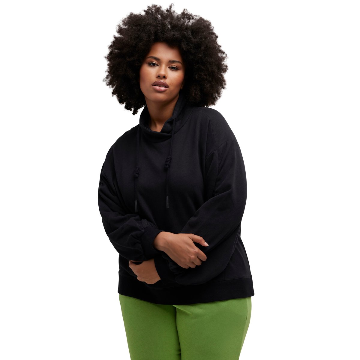 Sweat-shirt oversize à manches longues noir, ULLA POPKEN