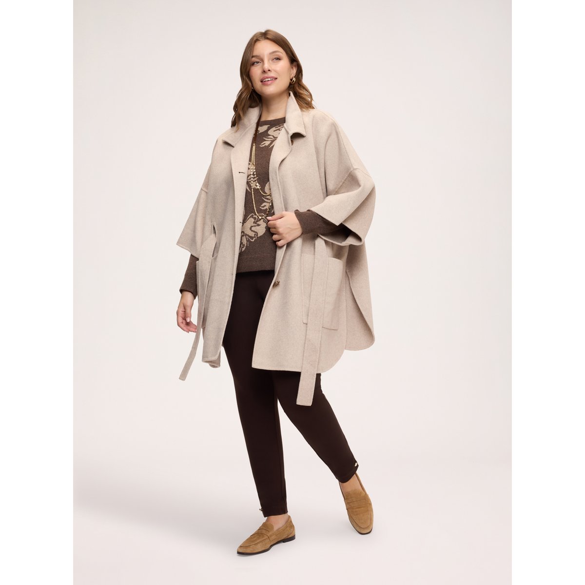 Manteau avec ceinture beige, FIORELLA RUBINO
