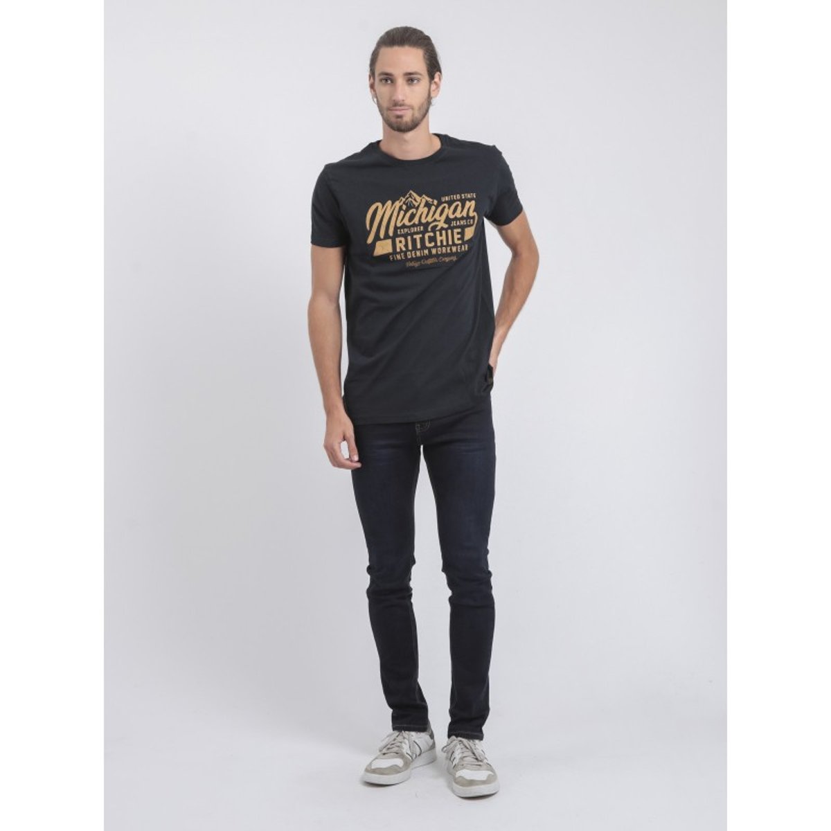 T-shirt Col Rond Pur Coton Joultix bleu marine, RITCHIE