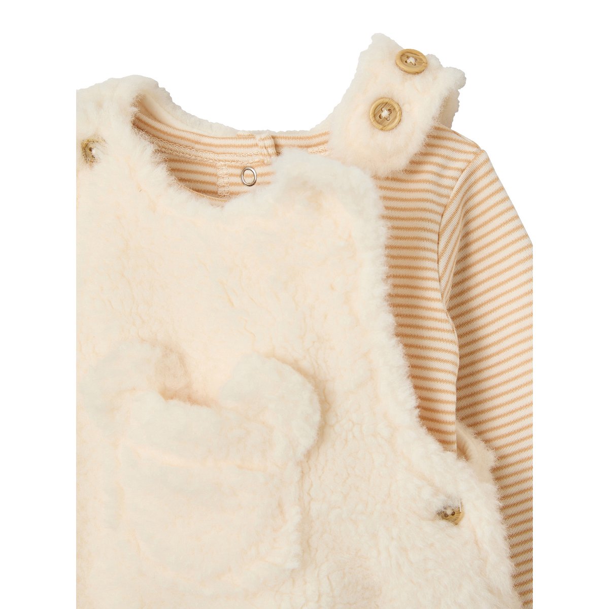 Ensemble salopette et body vanille, VERTBAUDET