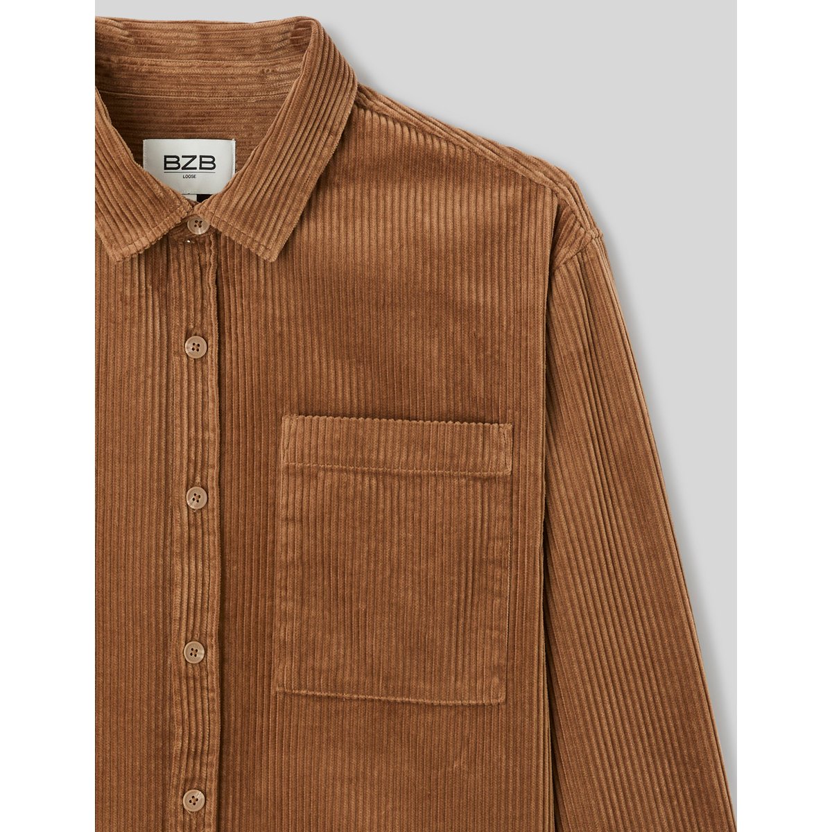 Chemise en velours côtelé camel, BZB