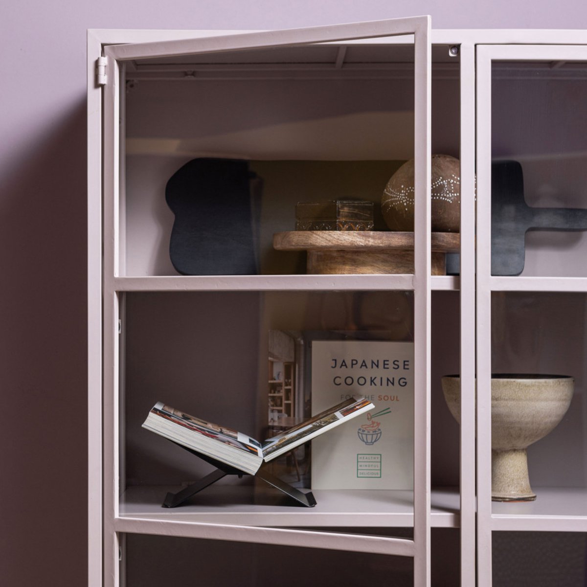 Vaisselier 2 portes en verre et métal H189cm- RONJA vieux rose, WOOOD