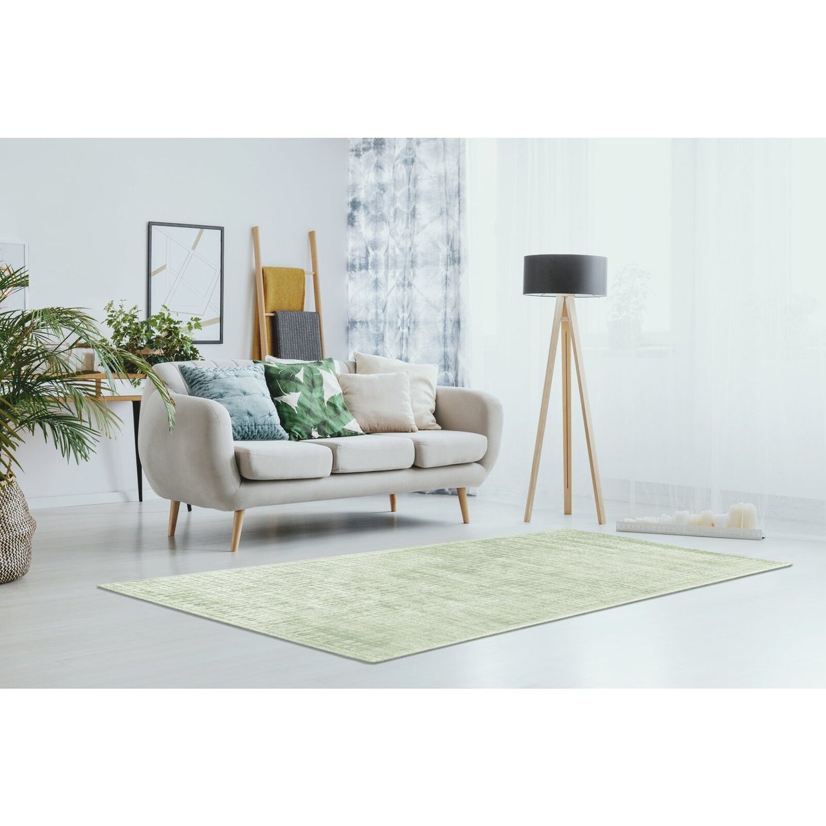 Tapis rectangulaire en viscose, KARMA vert menthe, RECOLLECTION