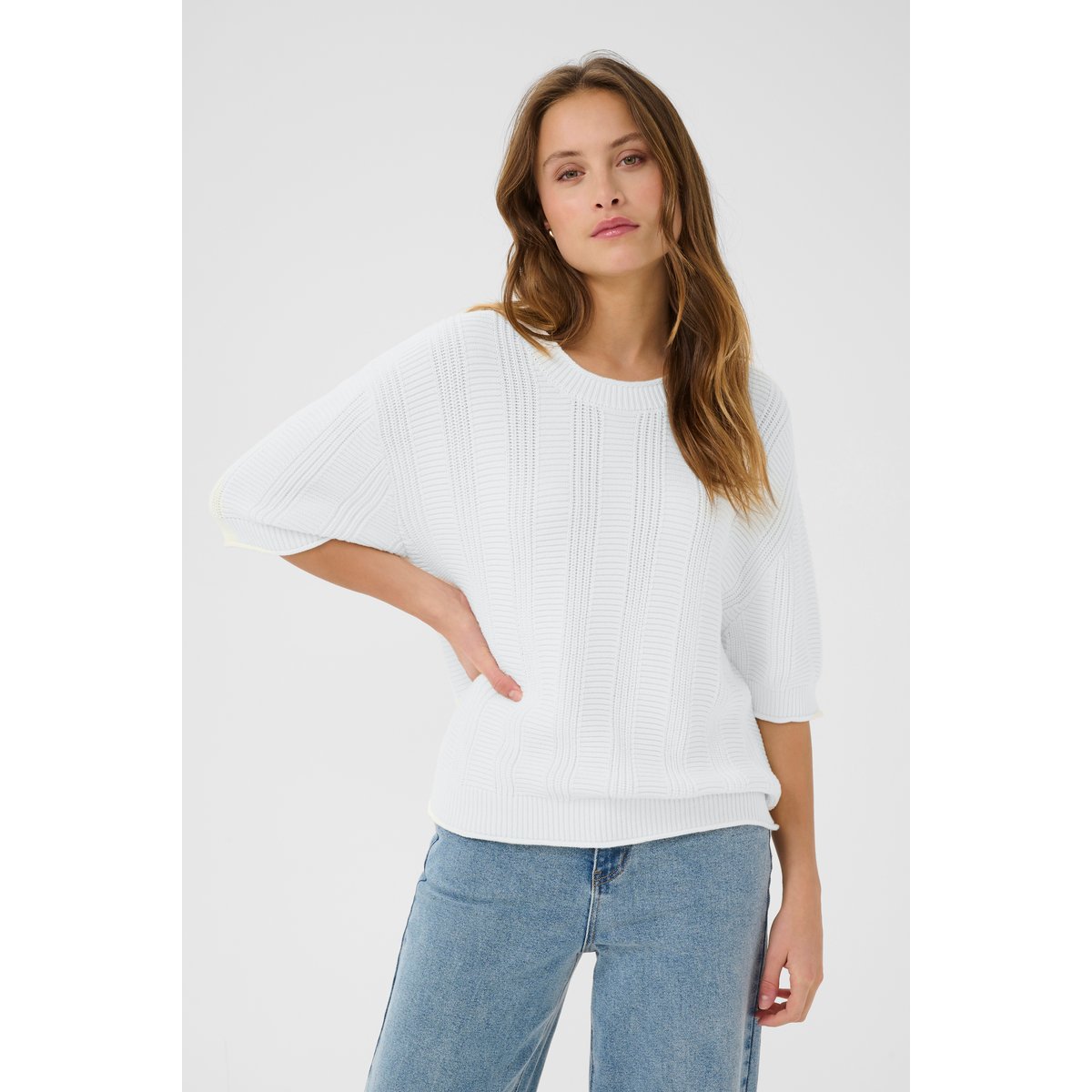 Pullover tricoté blanc, KAFFE