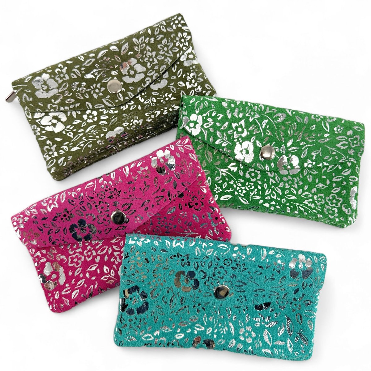 Pochette porte-monnaie en croute de cuir COMPO BLOOM rose intense, OH MY BAG