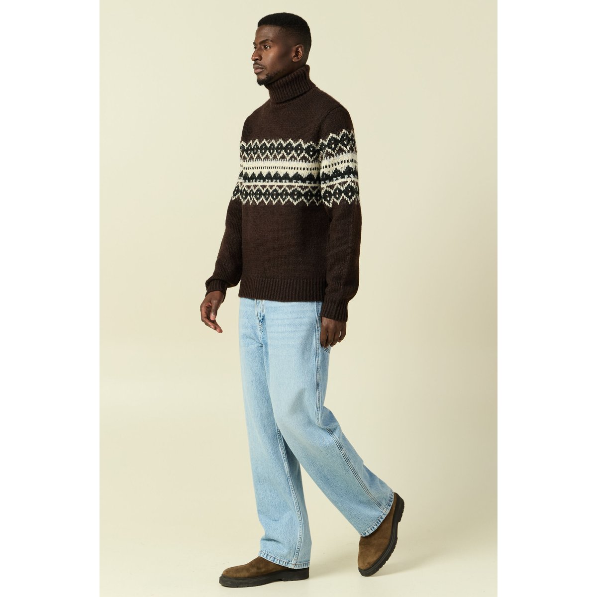 Pull moyenne maille col rond sable, BONOBO
