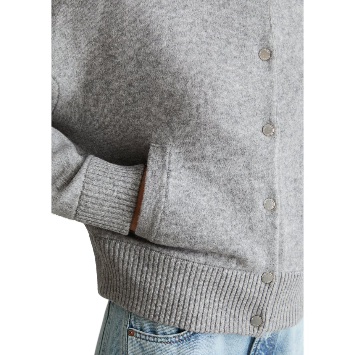 Cardigan style blouson, coupe classique en laine vierge douce gris, MARC O’POLO DENIM