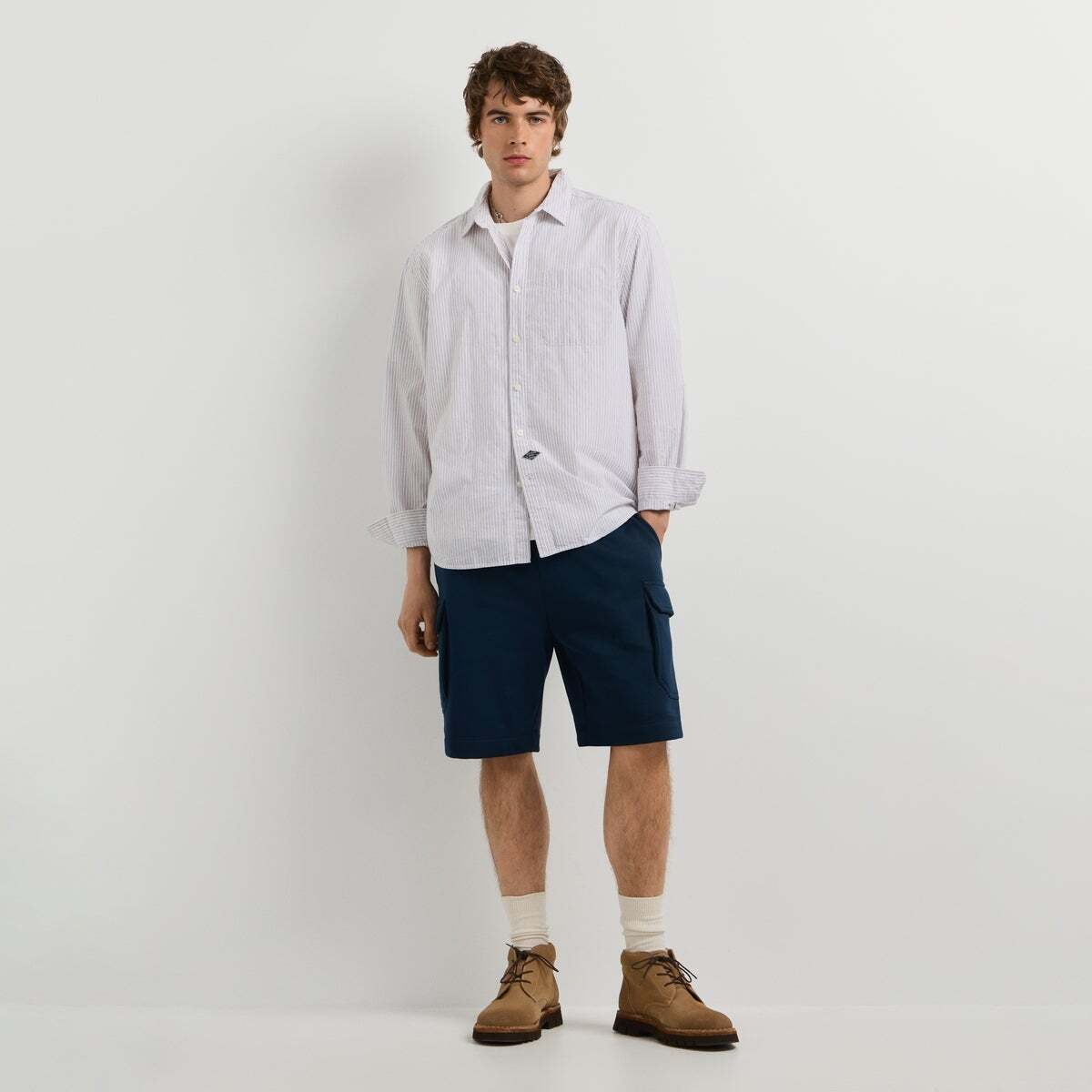 Chemise Coupe Casual À Rayures En Popeline bleu dulwich, PEPE JEANS