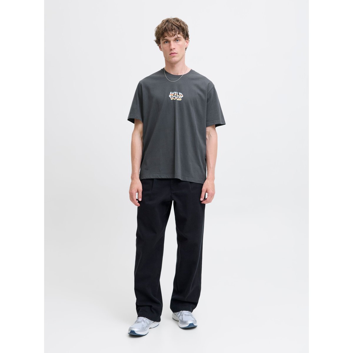T-Shirt asphalt, JACK & JONES