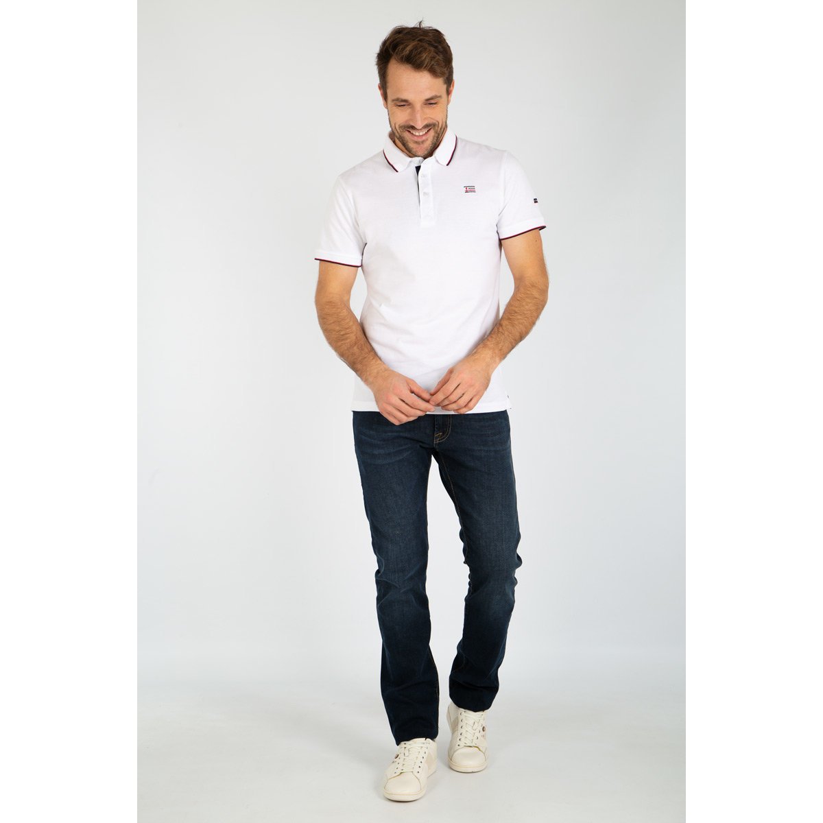 Polo en maille piquée SPÉZET blanc, ARMOR-LUX