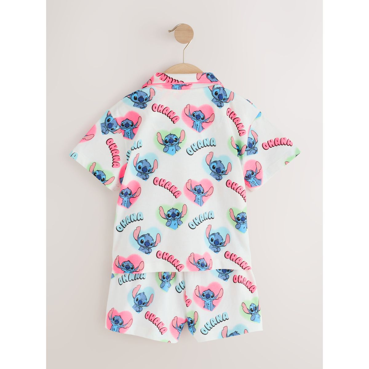 Pyjama boutonné surpiqué écru/ rose/ bleu, NEXT