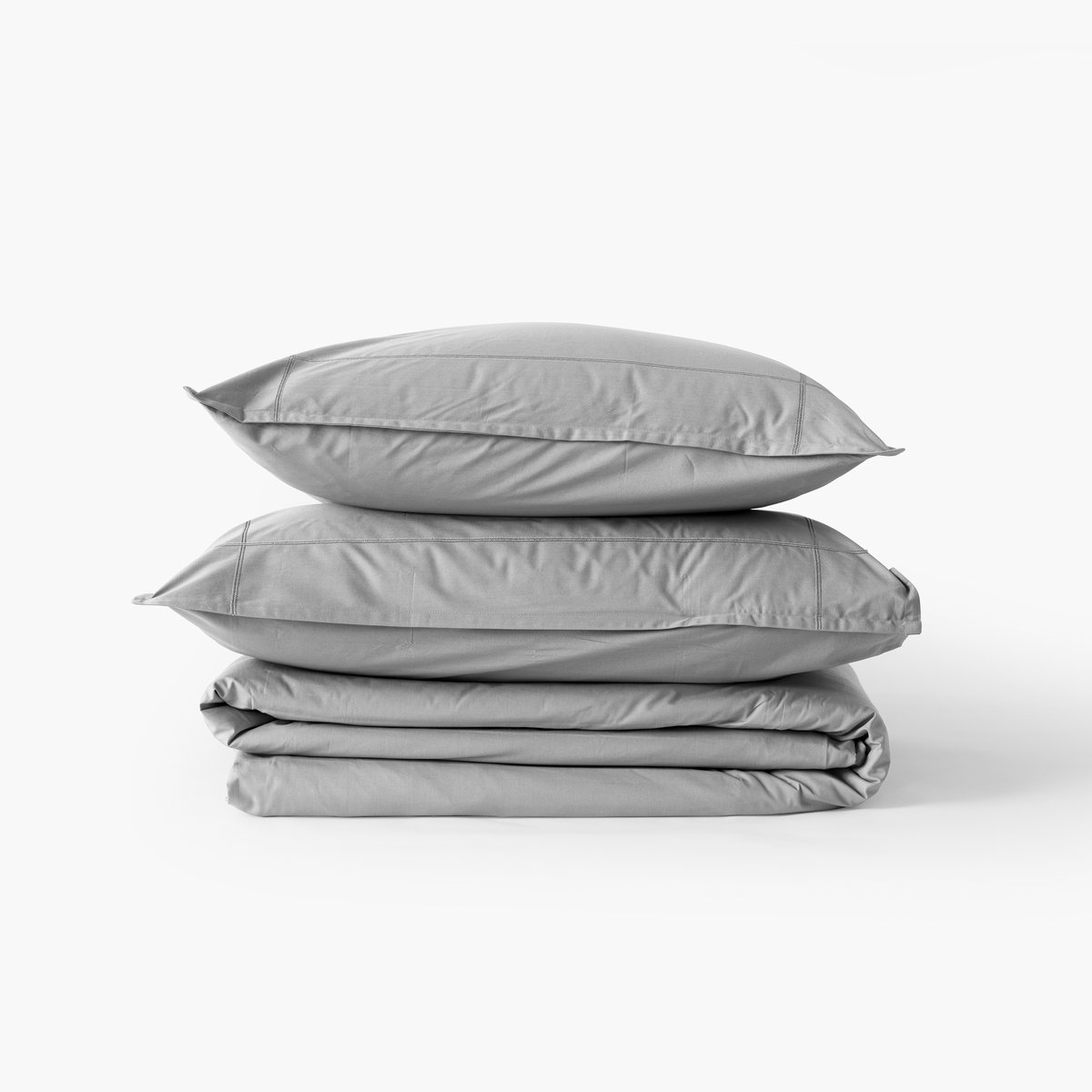 Taie d'oreiller rectangulaire coton NÉO gris, CARRE BLANC