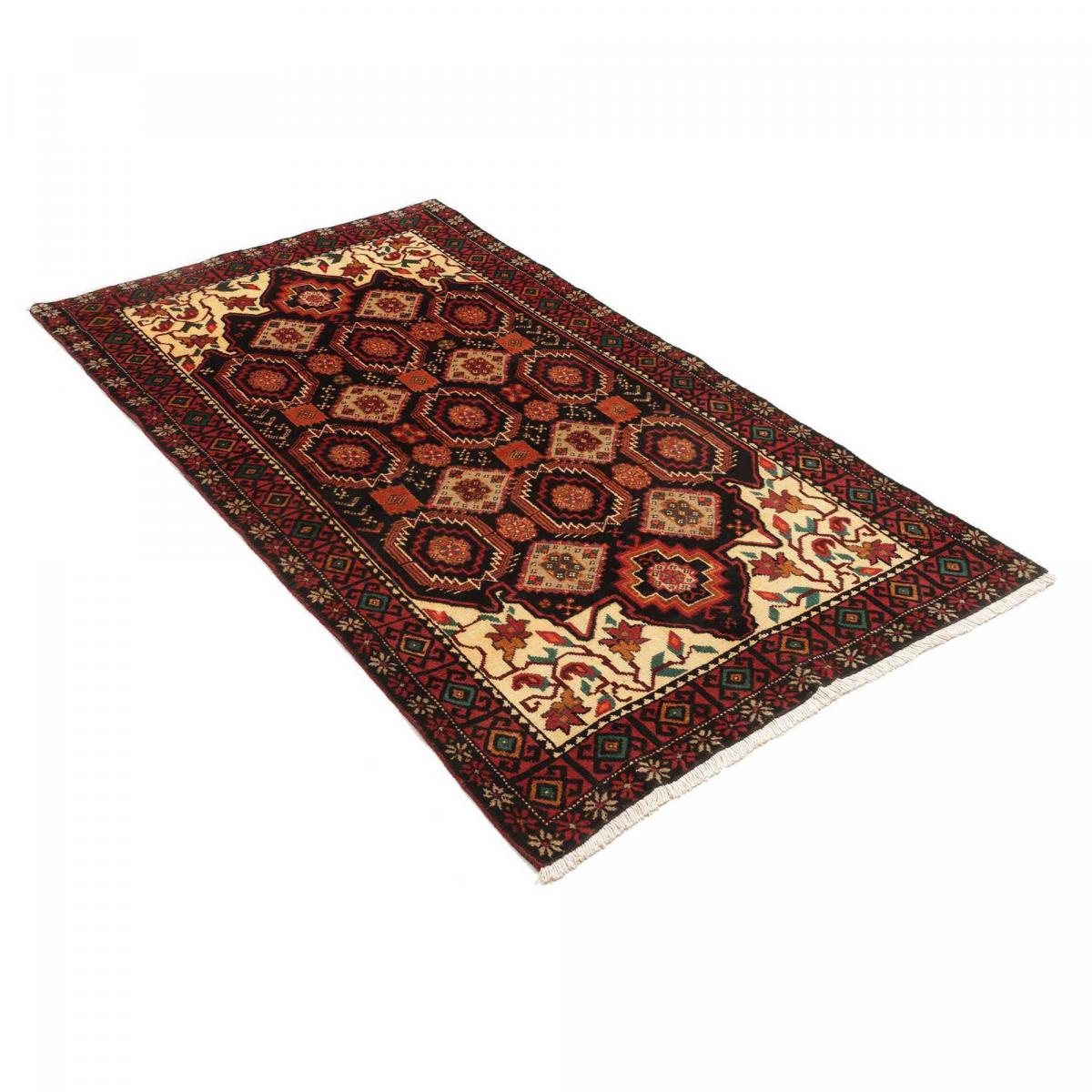 Tapis d'orient, motif oriental artisanal, noué main, BALUTSCH 4 multicolore, beige, bordeaux, UN AMOUR DE TAPIS