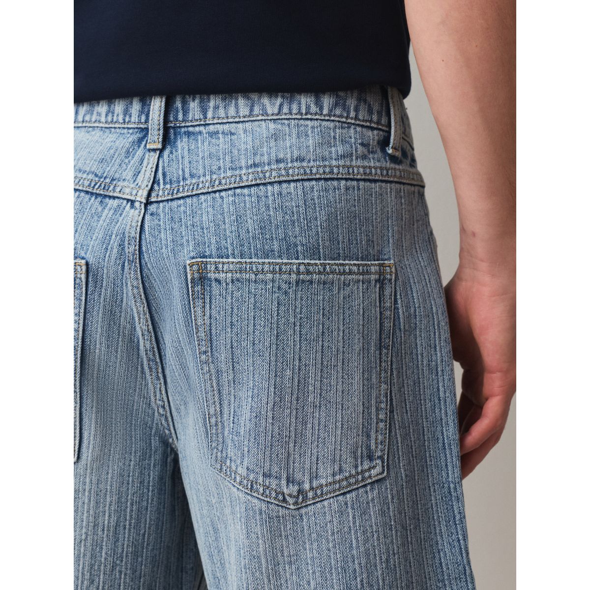 Short en denim rayé bleu, NEXT