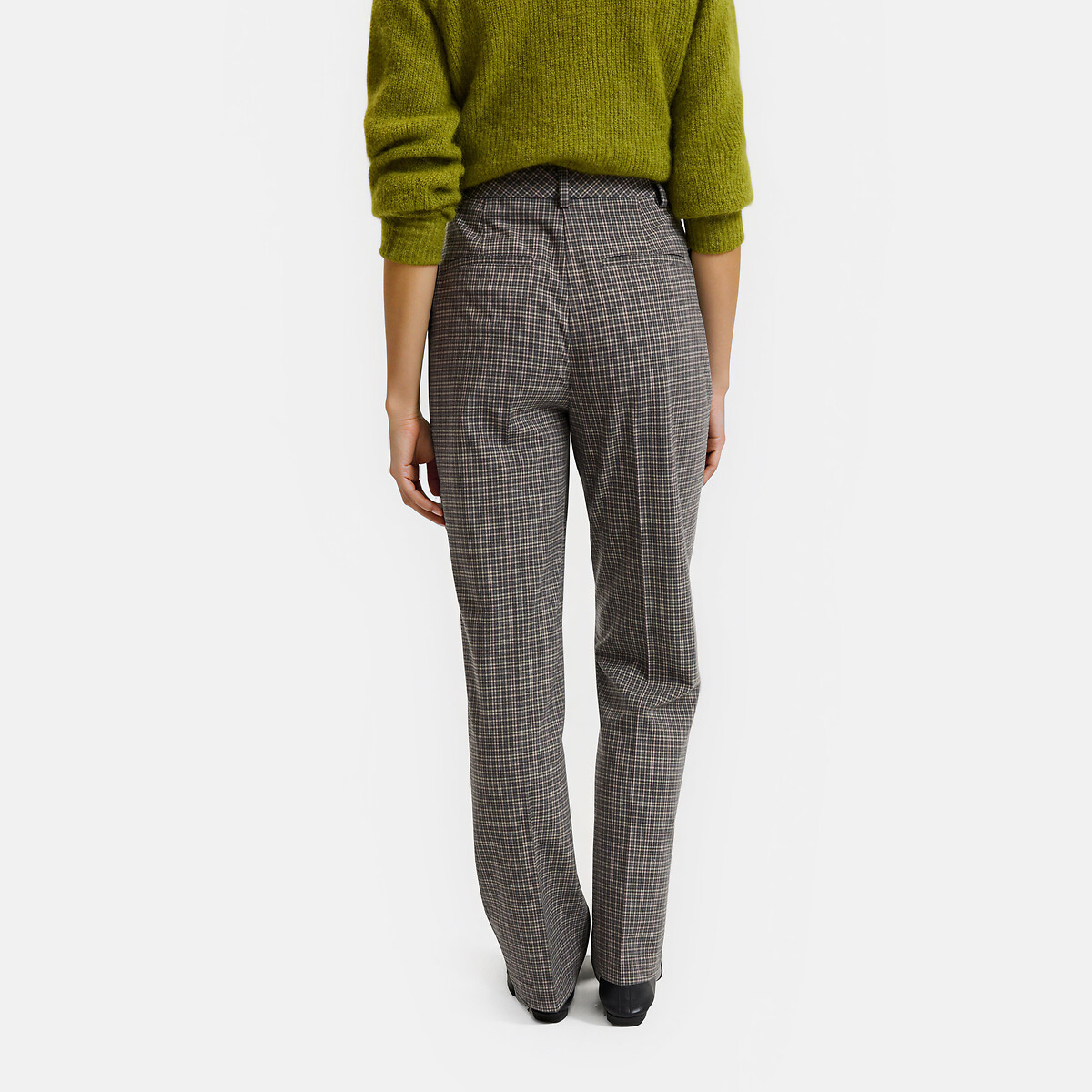 Pantalon droit à carreaux carreaux fond gris, LA REDOUTE COLLECTIONS