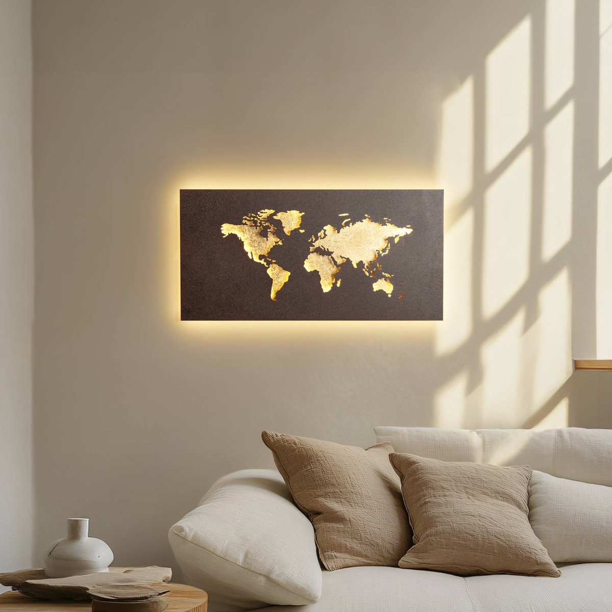 Applique en métal moderneLED, World brun rouille, doré, LUCANDE
