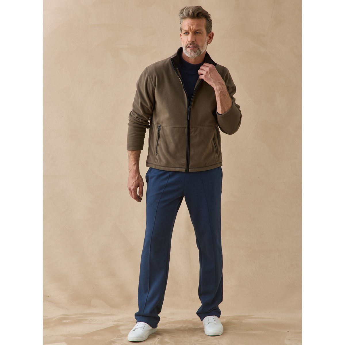 Veste micropolaire manches longues marron, DAXON
