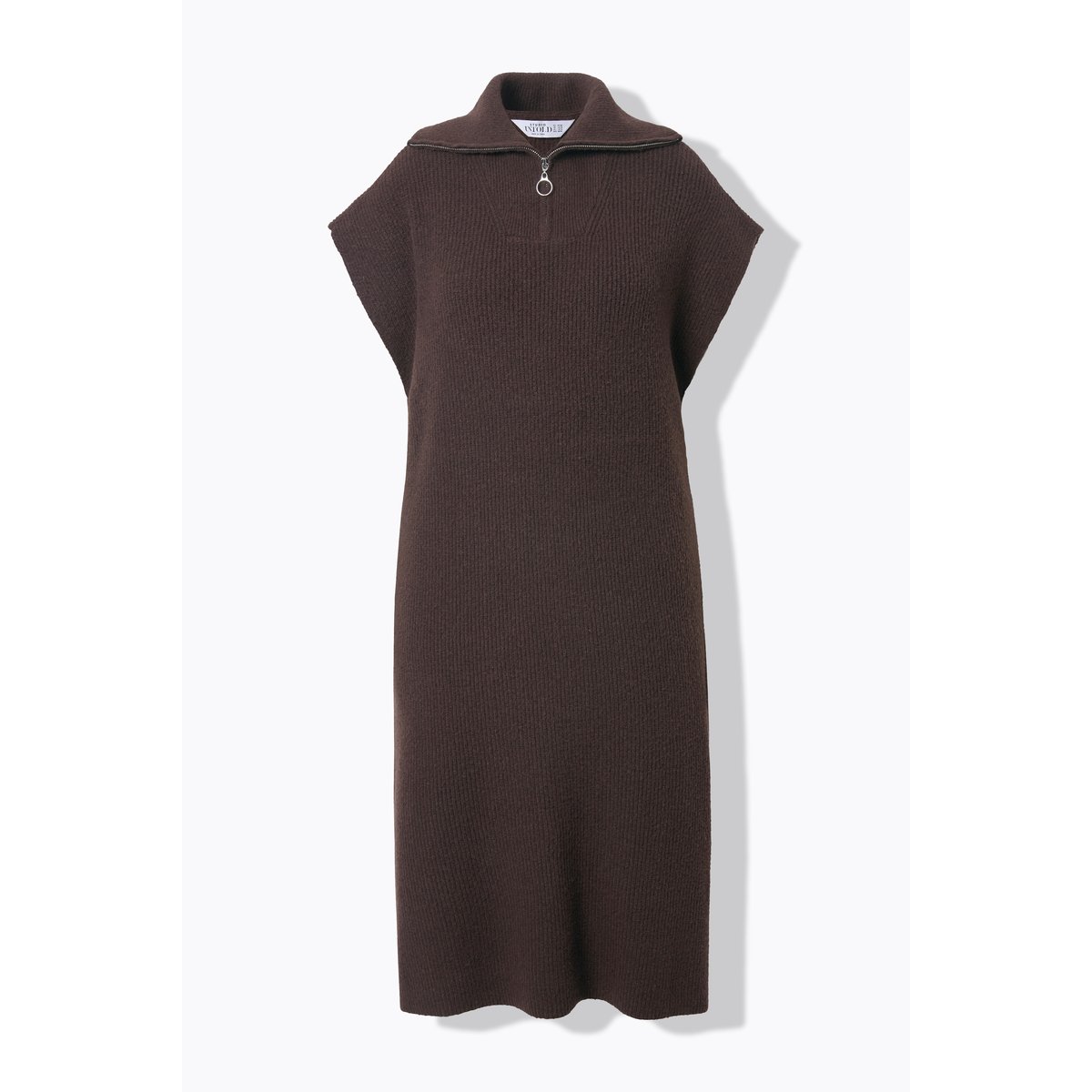 Robe en maille, oversized, col camionneur marron pin, STUDIO UNTOLD