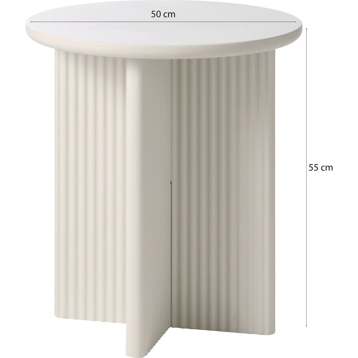 Table d'appoint ronde cannelée ATHENISE gris clair, RECOLLECTION