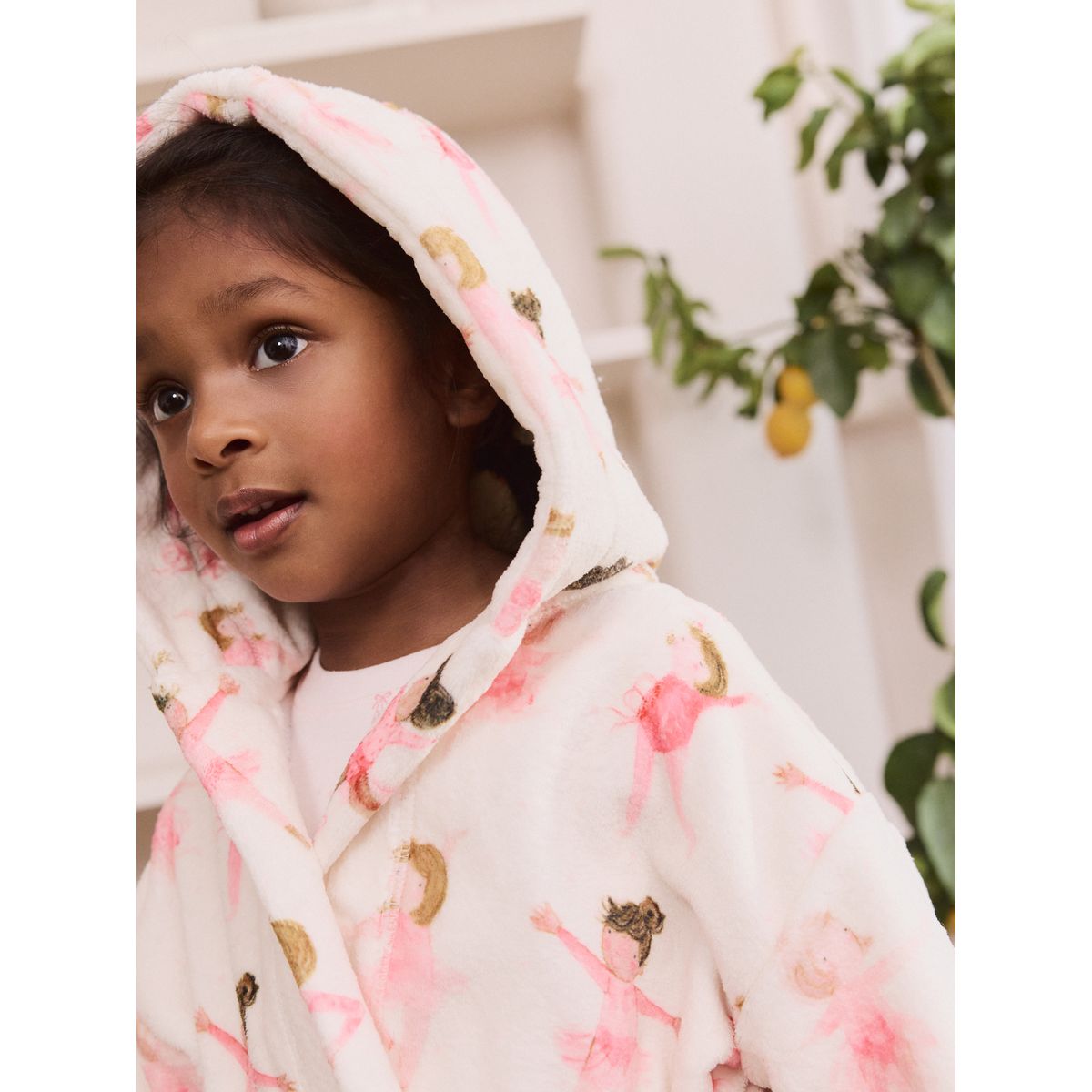Robe de chambre en polaire ballerine blanche/rose, NEXT