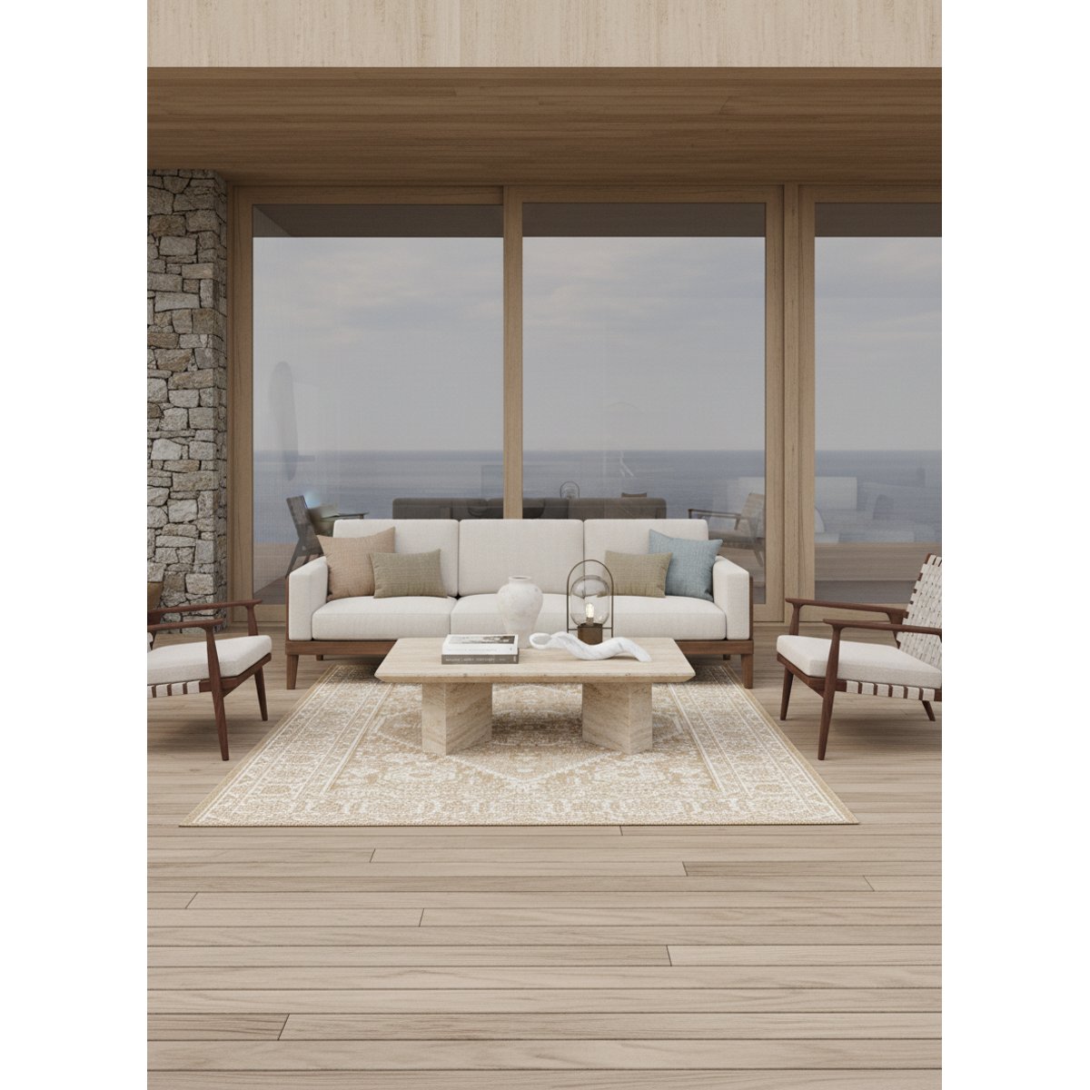 Tapis intérieur extérieur LOGGIA beige sable, AFK LIVING