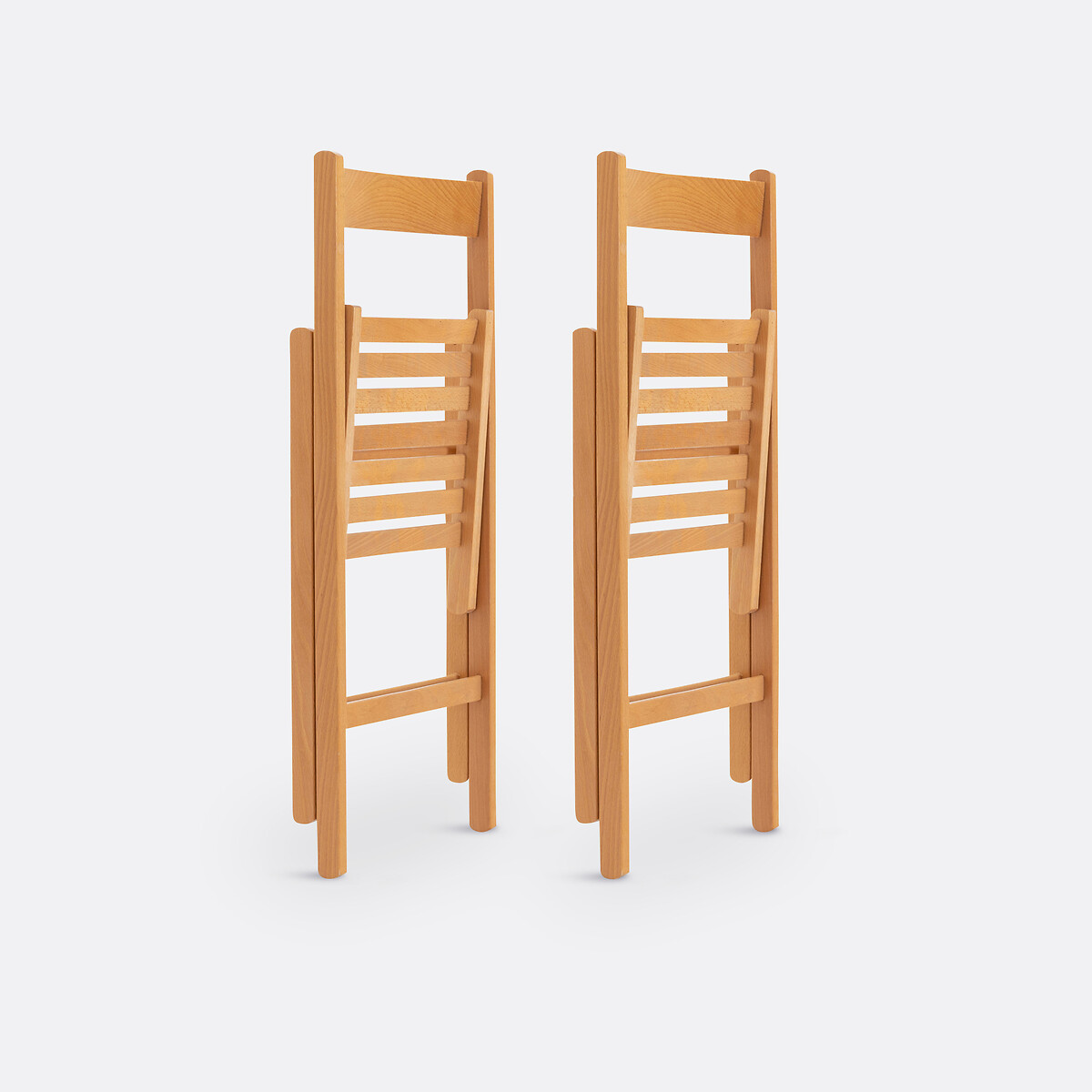 Lot de 2 chaises pliantes, hêtre massif, Yoann naturel, SO'HOME