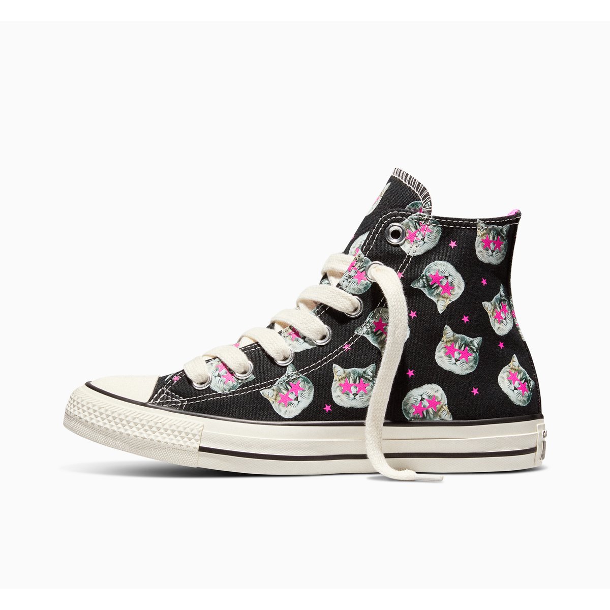 Baskets CHUCK TAYLOR ALL STAR STARRY-EYED CATS black/shocking orchid/egret, CONVERSE