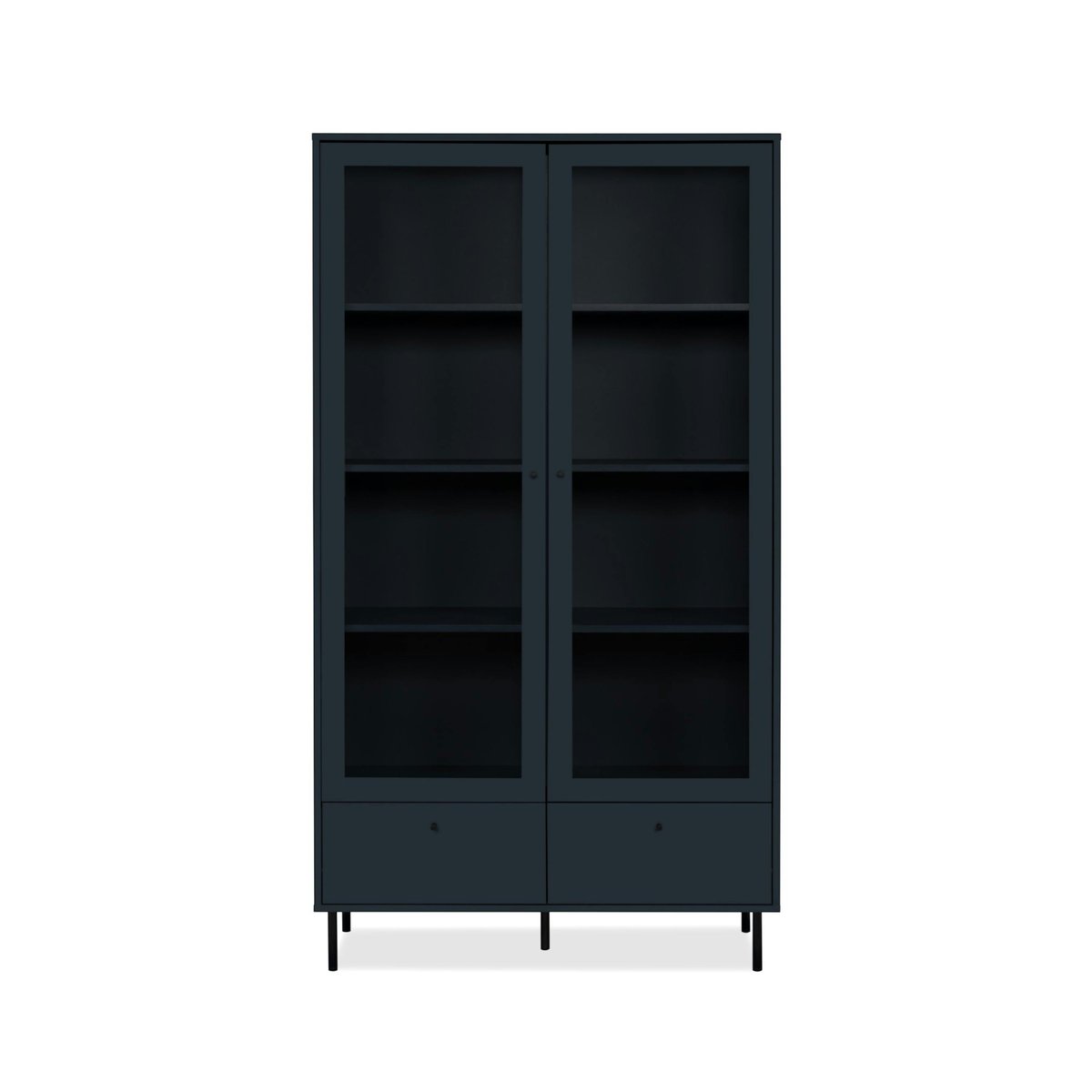 Bibliothèque vitrine bleu sombre 2 portes 1 tiroir RAVEN bleu, PIER IMPORT