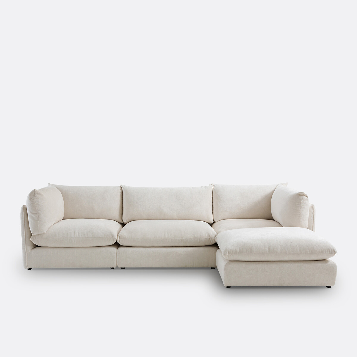 Pouf modulabile, velluto texturé, Malo ecru , LA REDOUTE INTERIEURS