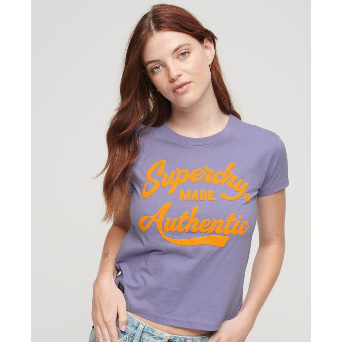T-shirt à motif fluo Archive violet chiné, SUPERDRY
