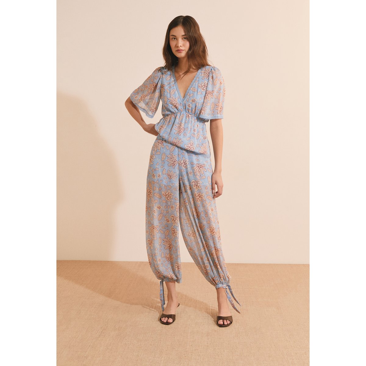 Pantalon bouffant à motifs ROMAN IMP imp bleu vert, ETAM